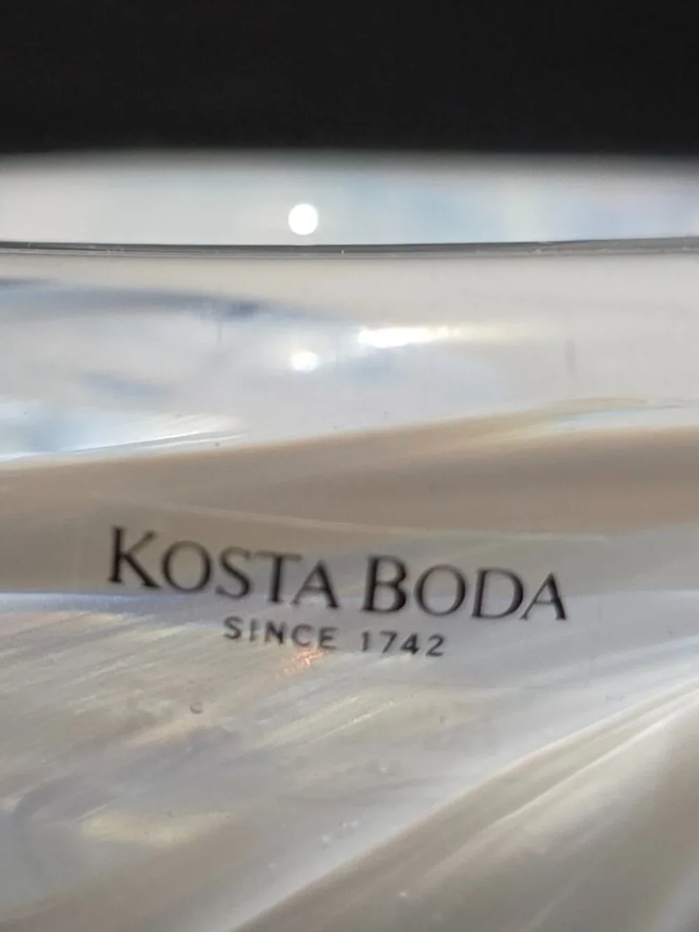 KOSTA BODA Atoll Votive Candle Holder - White Clear Swirl